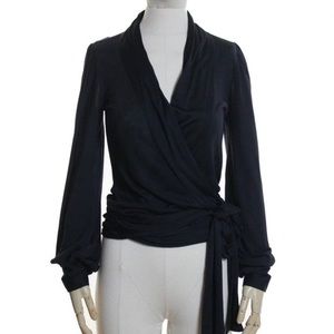 Diane Von Furstenberg Olga Wrap Top Black S